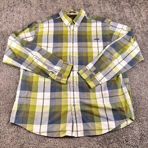 Eddie Bauer Shirt Men XL Green Plaid Performance Long Sleeve Fishing Classic Fit